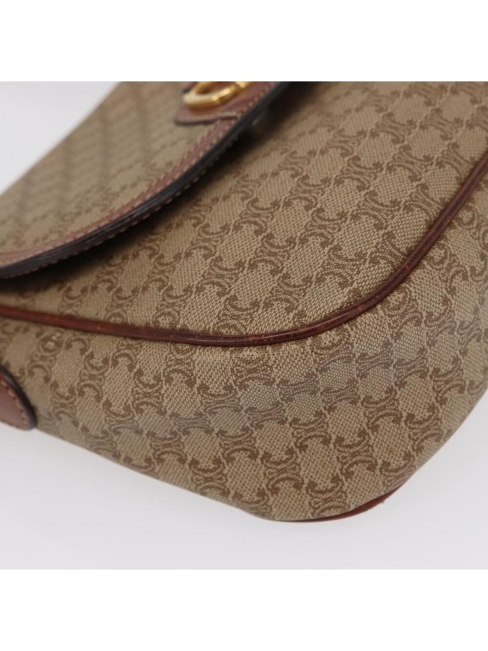 Authentic CELINE Macadam Canvas Shoulder Bag PVC Beige Gold - Picture 6 of 16